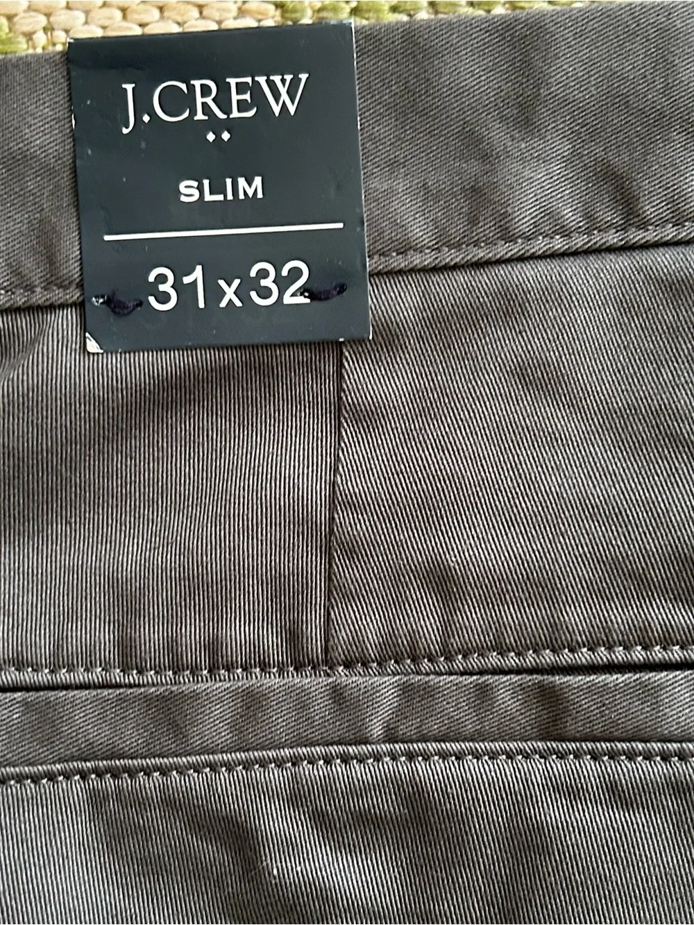 J. Crew Flex Men's Dark Gray Chino Pants - Classic Slim Straight Fit NWT 31/32